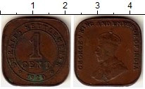 монета - стрейтс-сеттльмент 1 цент - подробная информация фото 1