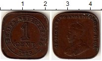 монета - стрейтс-сеттльмент 1 цент - подробная информация фото 1