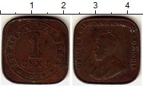 монета - стрейтс-сеттльмент 1 цент - подробная информация фото 1