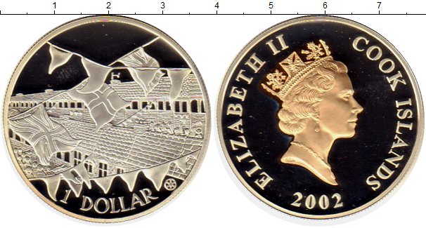 1 доллар кука. Острова Кука 1 доллар 2002 года. О. Кука 5 долларов 2012 60-е правления Елизаветы Proof. 10 Dollars Cook Islands Monuments England.