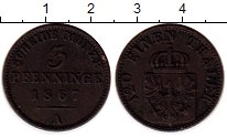 монета - пруссия 3 пфеннига - подробная информация фото 1