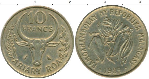 

Мелочь Клуб Нумизмат, Монета Мадагаскар 10 франков 1989 Антилопа Латунь XF