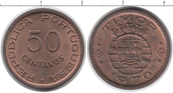 

Монеты Клуб Нумизмат, Монета Тимор 50 сентаво 1970 Бронза XF