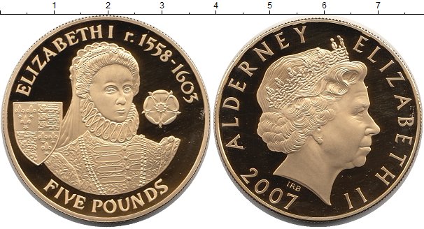 Картинка Монеты Олдерни 5 фунтов Серебро 2007 фото 21.