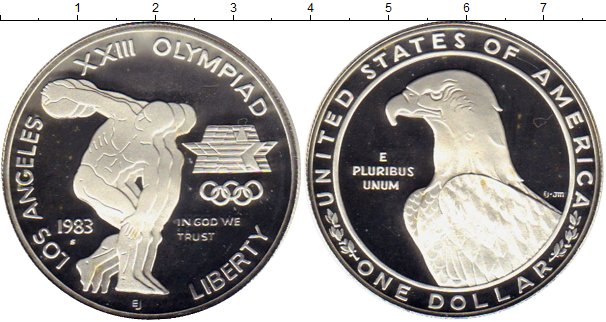 Картинка Монеты США 1 доллар Серебро 1983 фото 21 