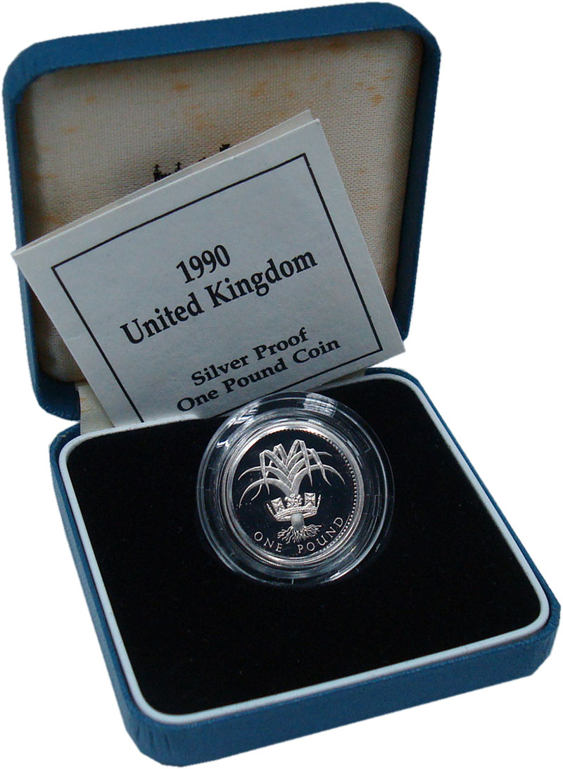 Набор монет Великобритания 1 фунт Серебро 1990 Proof