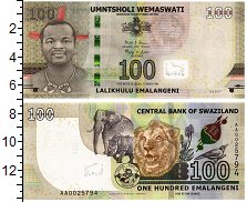 Банкнота Свазиленд 100 эмалангени 2017 Король Мсвати III UNC