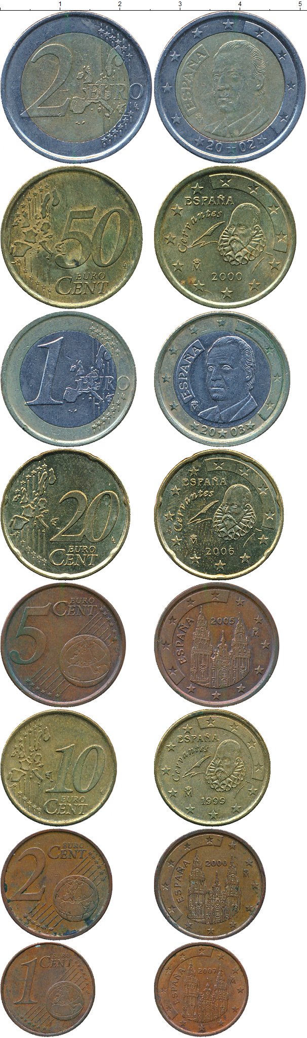 Набор монет Испания Испания 1999-2010 XF фото 2