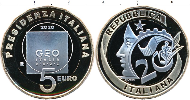 Набор монет Италия 5 евро Биметалл 2020 Proof фото 2