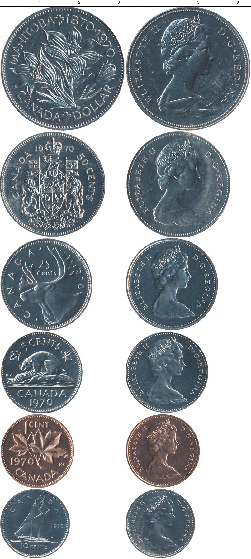 Набор монет Канада набор монет Медно-никель 1970 UNC фото 2