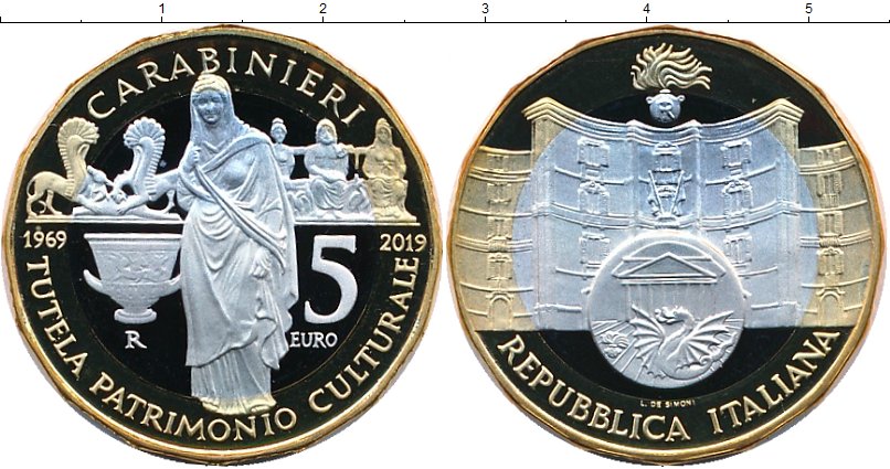 Набор монет Италия 5 евро Биметалл 2019 Proof фото 2