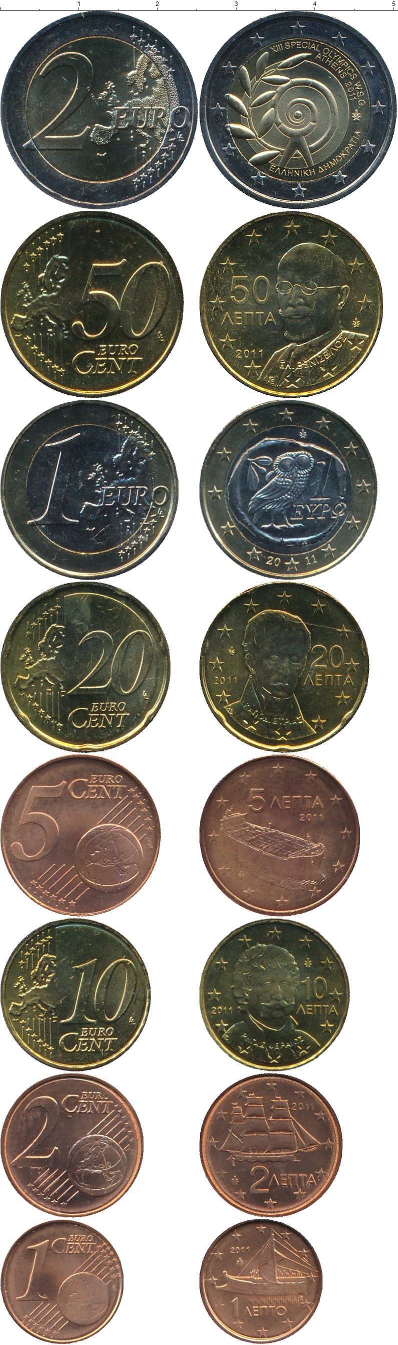 Набор монет Греция Набор 2011 года 2011 UNC фото 2