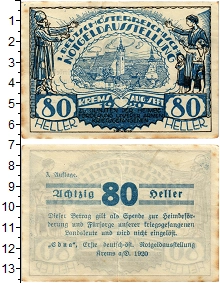 банкнота(бона) - австрия : нотгельды 80 геллеров - подробная информация фото 1