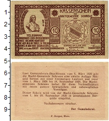 банкнота(бона) - австрия : нотгельды 10 геллеров - подробная информация фото 1