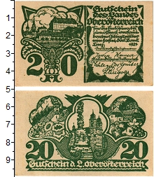 банкнота(бона) - австрия : нотгельды 20 геллеров - подробная информация фото 1
