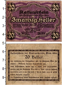 банкнота(бона) - австрия : нотгельды 20 геллеров - подробная информация фото 1