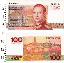банкнота(бона) - люксембург 100 франков - подробная информация фото 1