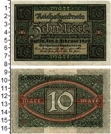 банкнота(бона) - веймарская республика 10 марок - подробная информация фото 1