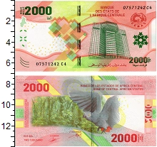 банкнота(бона) - центральная африка 2.000 франков - подробная информация фото 1