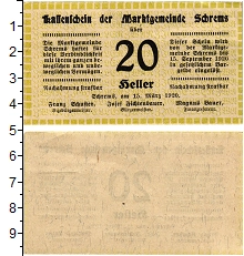 банкнота(бона) - австрия : нотгельды 20 геллеров - подробная информация фото 1