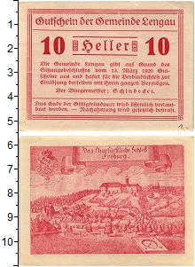 банкнота(бона) - австрия : нотгельды 10 геллеров - подробная информация фото 1