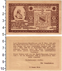 банкнота(бона) - австрия : нотгельды 20 геллеров - подробная информация фото 1