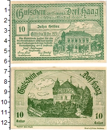 банкнота(бона) - австрия : нотгельды 10 геллеров - подробная информация фото 1