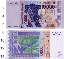 банкнота(бона) - кфа 10000 франков - подробная информация фото 1