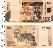 банкнота(бона) - конго 5000 франков - подробная информация фото 1