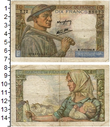 банкнота(бона) - франция 10 франков - подробная информация фото 1