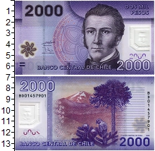 банкнота(бона) - чили 2.000 песо - подробная информация фото 1