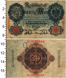 банкнота(бона) - германия 20 марок - подробная информация фото 1