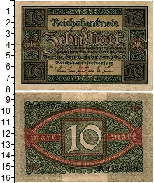 банкнота(бона) - веймарская республика 10 марок - подробная информация фото 1
