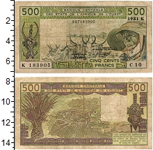 банкнота(бона) - западная африка 500 франков - подробная информация фото 1