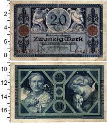 банкнота(бона) - германия 20 марок - подробная информация фото 1