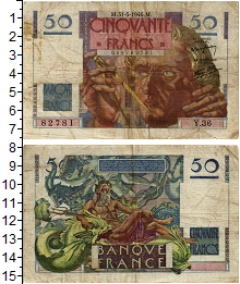 банкнота(бона) - франция 50 франков - подробная информация фото 1