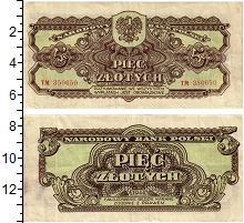 банкнота(бона) - польша 5 злотых - подробная информация фото 1
