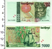 банкнота(бона) - португалия 5000 эскудо - подробная информация фото 1