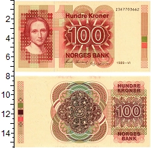 банкнота(бона) - норвегия 100 крон - подробная информация фото 1