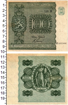 банкнота(бона) - финляндия 100 марок - подробная информация фото 1