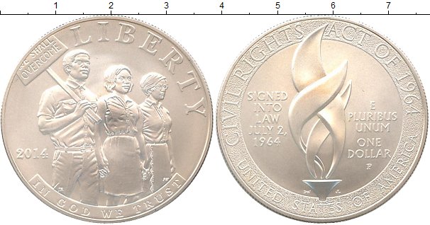 Набор монет США 1 доллар Серебро 2014 UNC фото 2