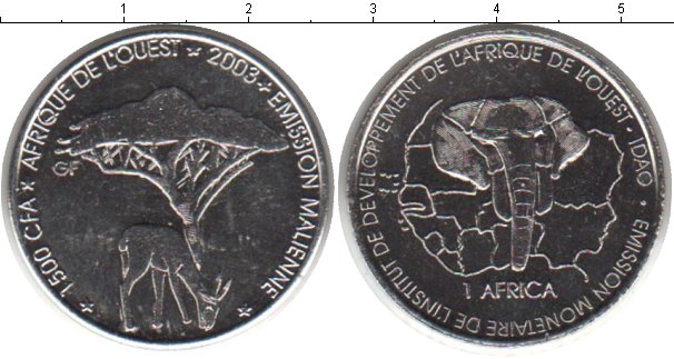 

Мелочь Клуб Нумизмат, Монета Западно-Африканский Союз 1500 франков 2003 Медно-никель UNC