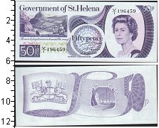 Банкнота Остров Святой Елены 50 пенсов Елизавета II UNC